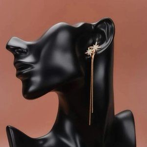 ✨Beautiful Gold Tassel Earrings with Rhinestone Stars- Tassel and Stud